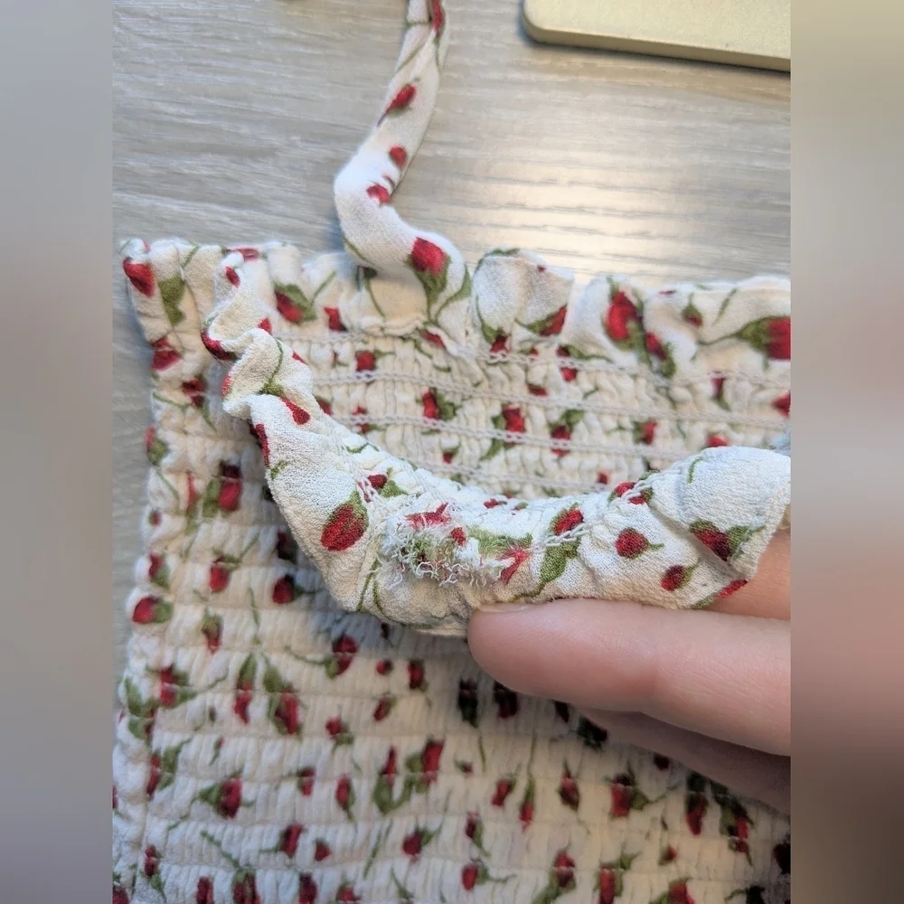 Reformation White Red Floral Smocked Halter Flowy Seabreeze Mini Dress - Picture 11 of 13